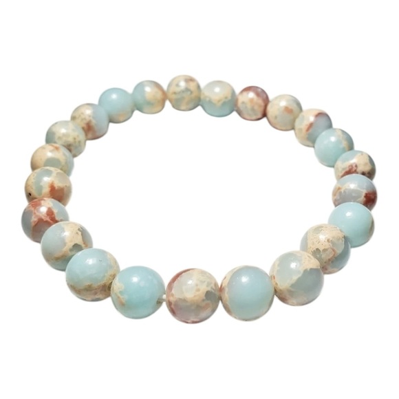 Genuine Blue Shoushan Stone Bracelet 8mm - Picture 1 of 3